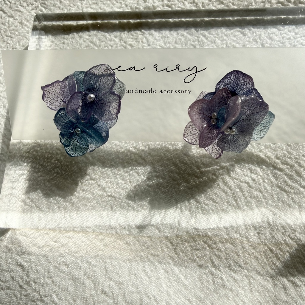 no.283 マーメイドカラーの紫陽花ピアス アジサイ パール あじさい ブルー パープル ステンレス ピアス