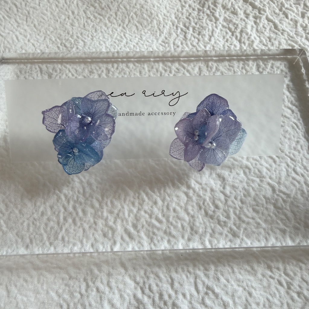 no.283 マーメイドカラーの紫陽花ピアス アジサイ パール あじさい ブルー パープル ステンレス ピアス