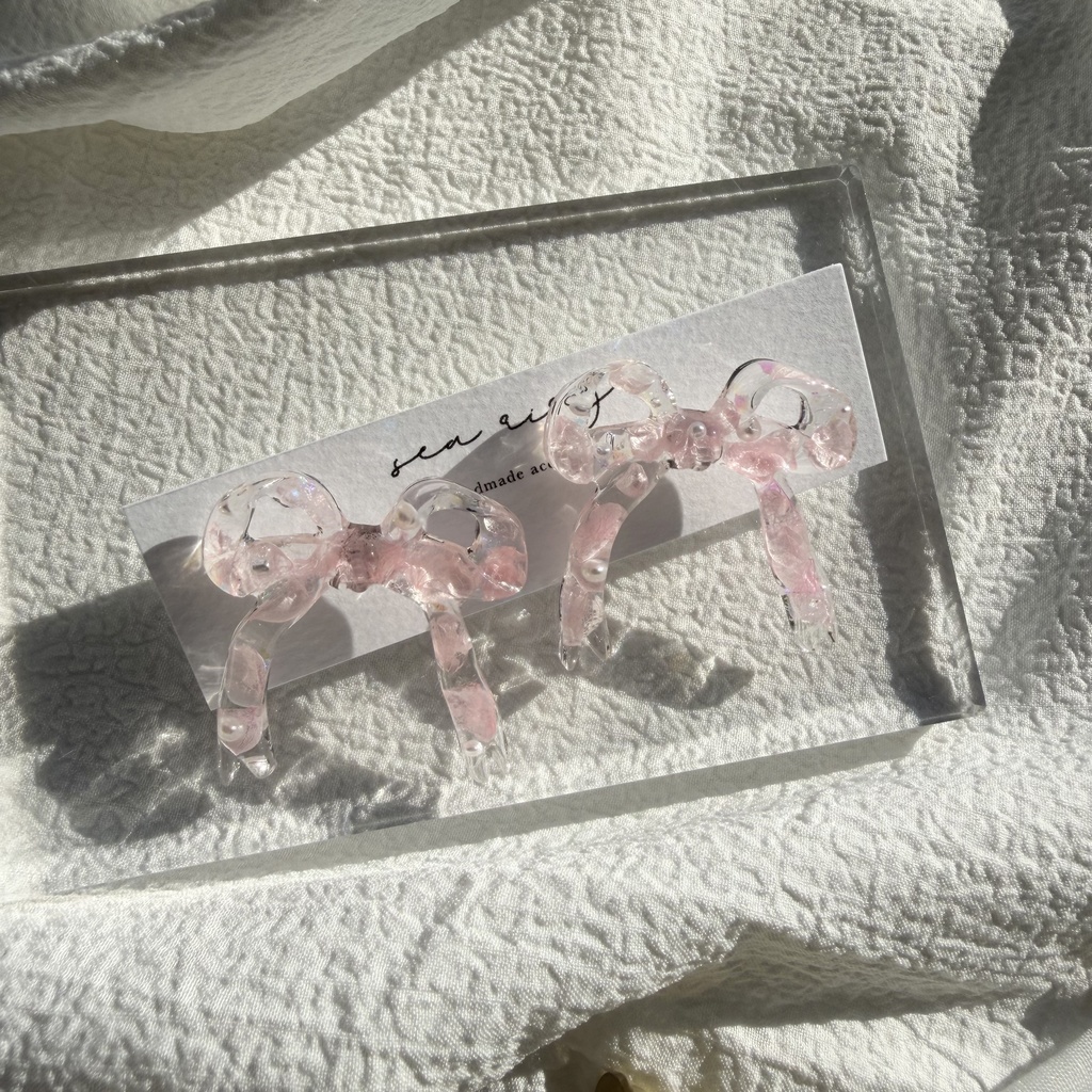 no.284 再販 春色リボンピアス 桜色 紫陽花 リボン ベビーピンク サージカルステンレスピアス ピアス