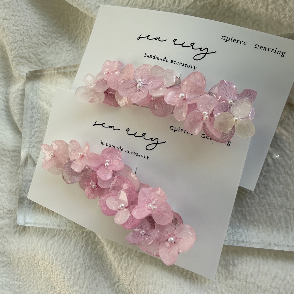 no.285 限定セット パステルライラックmixの紫陽花ヘアクリップ 本物のお花 アジサイ ヘアクリップ 髪飾り