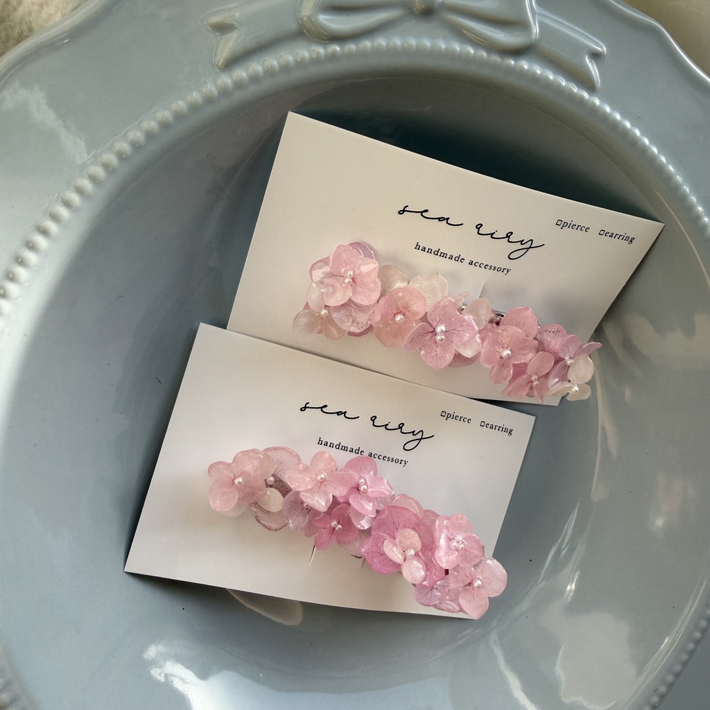 no.285 限定セット パステルライラックmixの紫陽花ヘアクリップ 本物のお花 アジサイ ヘアクリップ 髪飾り