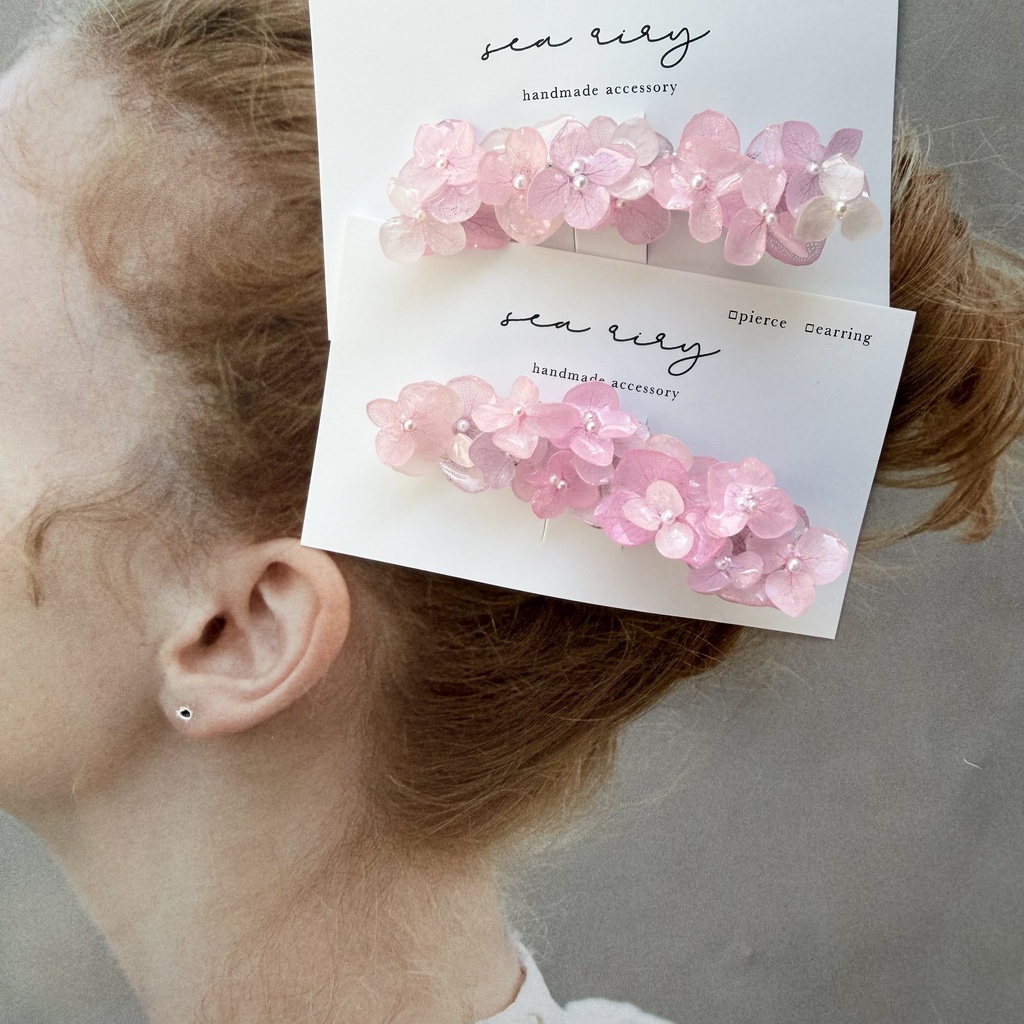 no.285 限定セット パステルライラックmixの紫陽花ヘアクリップ 本物のお花 アジサイ ヘアクリップ 髪飾り