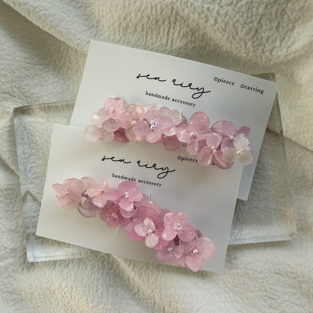 no.285 限定セット パステルライラックmixの紫陽花ヘアクリップ 本物のお花 アジサイ ヘアクリップ 髪飾り