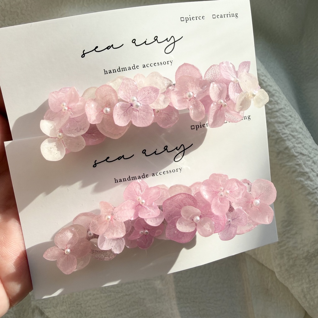 no.285 限定セット パステルライラックmixの紫陽花ヘアクリップ 本物のお花 アジサイ ヘアクリップ 髪飾り