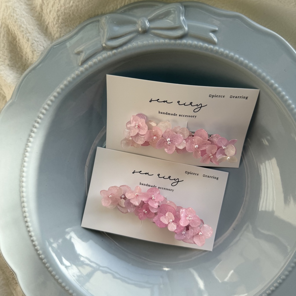 no.285 限定セット パステルライラックmixの紫陽花ヘアクリップ 本物のお花 アジサイ ヘアクリップ 髪飾り