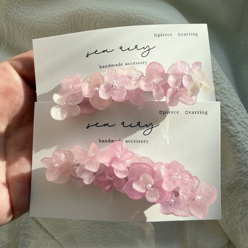 no.285 限定セット パステルライラックmixの紫陽花ヘアクリップ 本物のお花 アジサイ ヘアクリップ 髪飾り