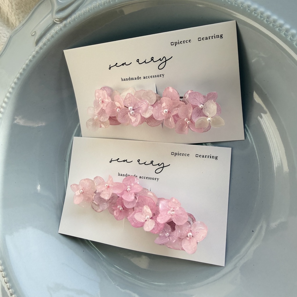 no.285 限定セット パステルライラックmixの紫陽花ヘアクリップ 本物のお花 アジサイ ヘアクリップ 髪飾り