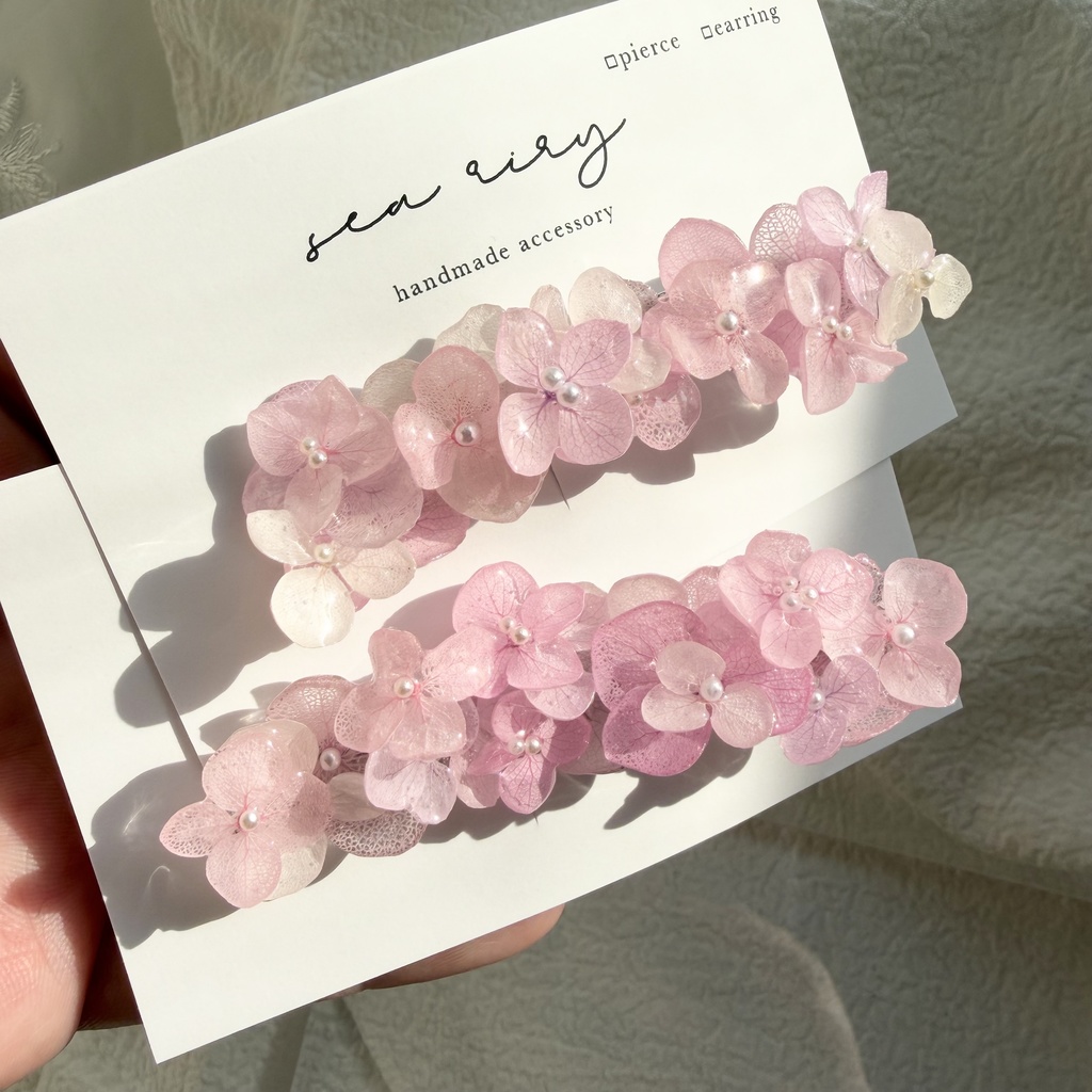 no.285  限定セット  パステルライラックmixの紫陽花ヘアクリップ  本物のお花  アジサイ  ヘアクリップ  髪飾り 