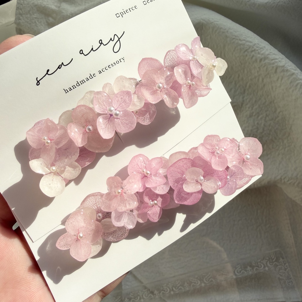 no.285 限定セット パステルライラックmixの紫陽花ヘアクリップ 本物のお花 アジサイ ヘアクリップ 髪飾り