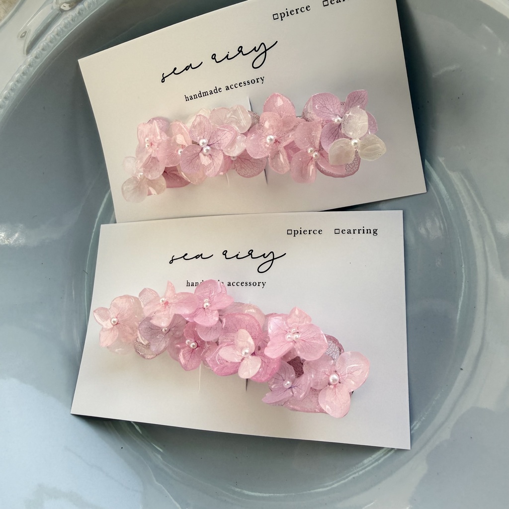 no.285 限定セット パステルライラックmixの紫陽花ヘアクリップ 本物のお花 アジサイ ヘアクリップ 髪飾り