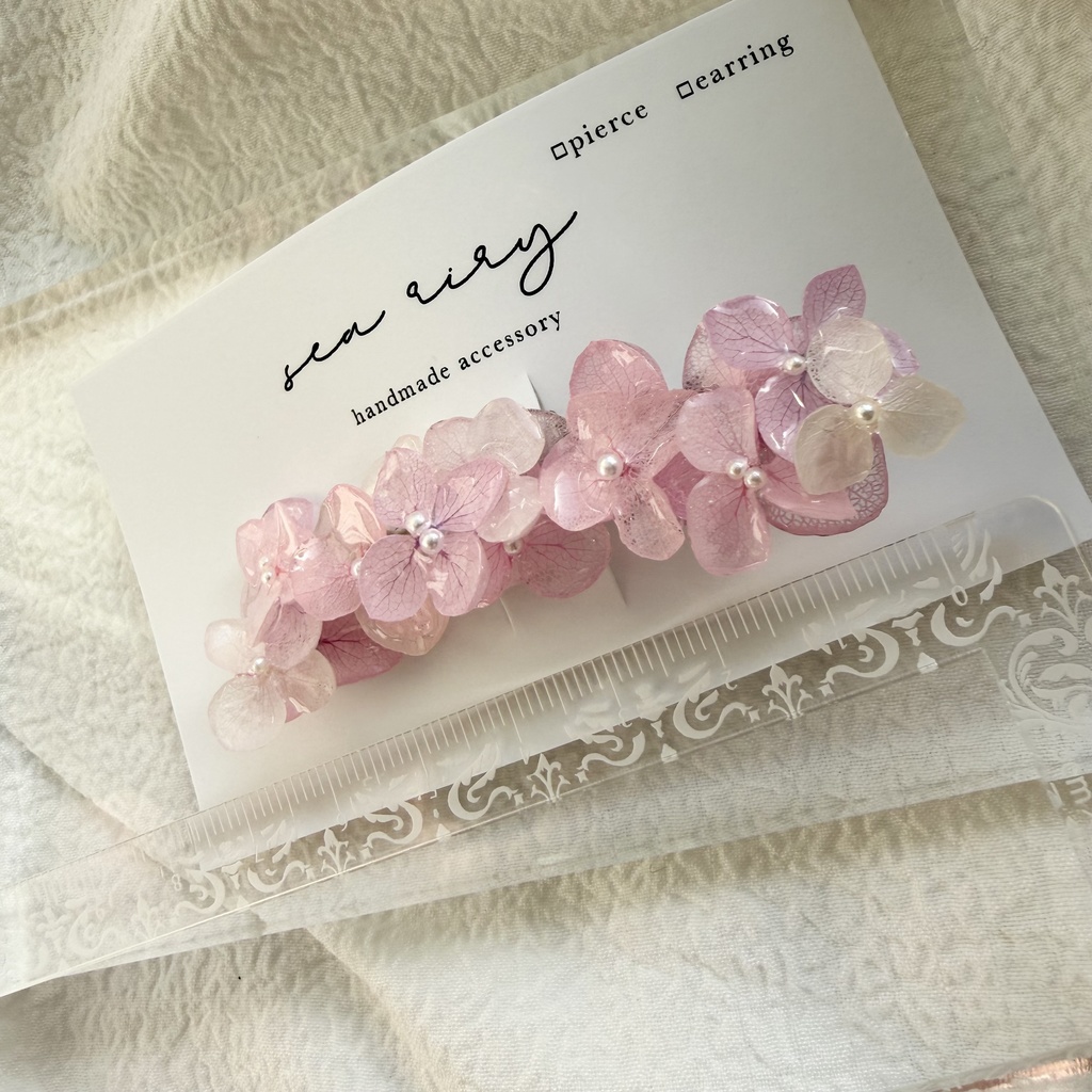 no.285 限定セット パステルライラックmixの紫陽花ヘアクリップ 本物のお花 アジサイ ヘアクリップ 髪飾り