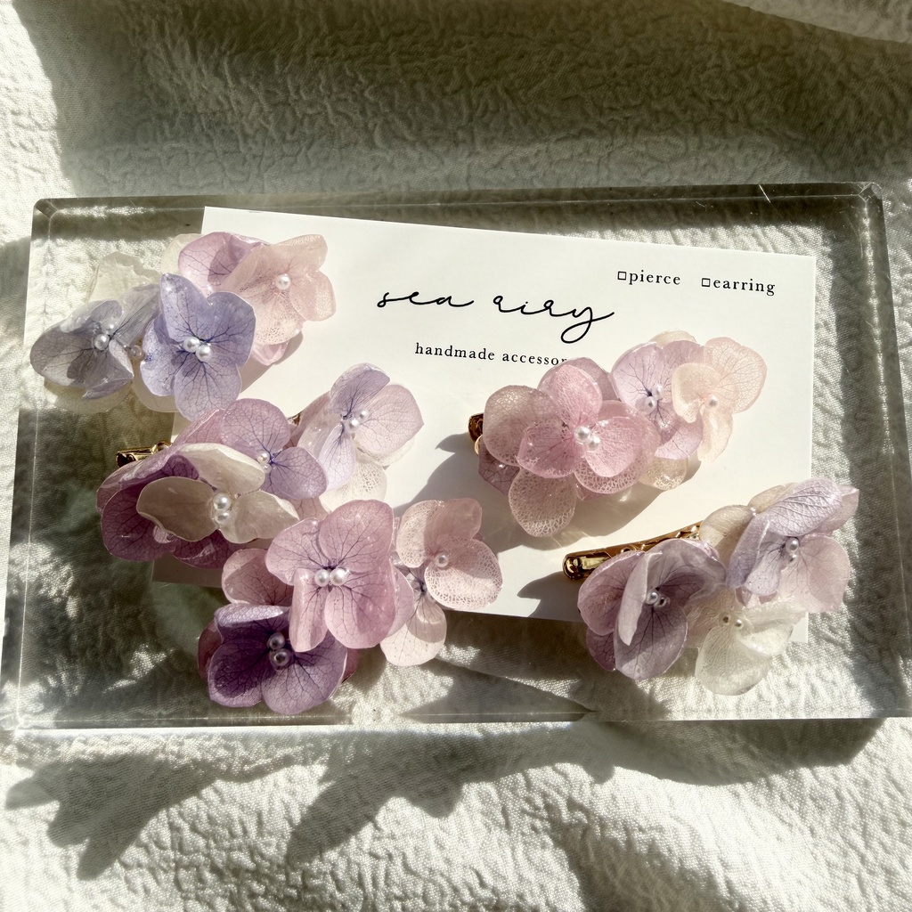 no.286 限定セット パステルライラックmixの紫陽花ミニヘアクリップ 紫陽花 ヘアクリップ ヘアアクセサリー 髪飾り