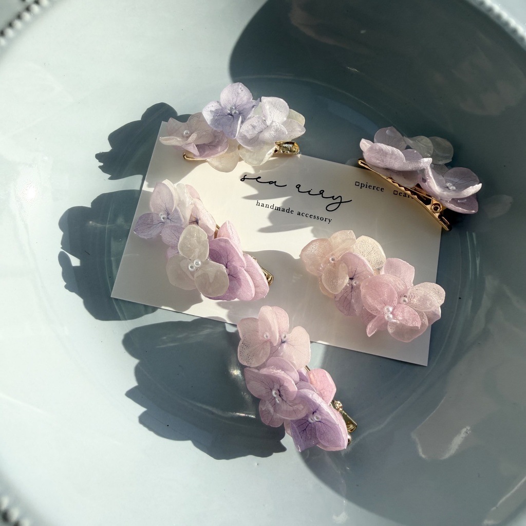 no.286 限定セット パステルライラックmixの紫陽花ミニヘアクリップ 紫陽花 ヘアクリップ ヘアアクセサリー 髪飾り