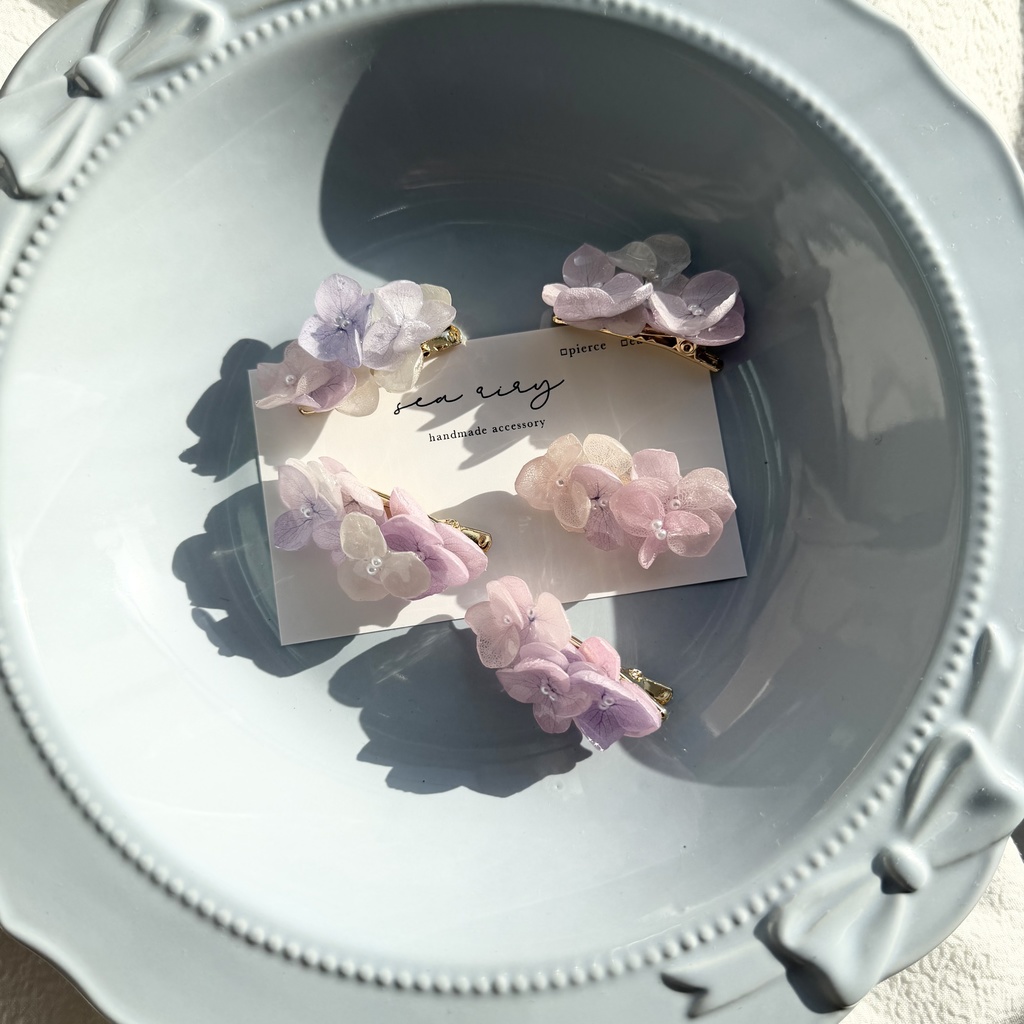 no.286 限定セット パステルライラックmixの紫陽花ミニヘアクリップ 紫陽花 ヘアクリップ ヘアアクセサリー 髪飾り