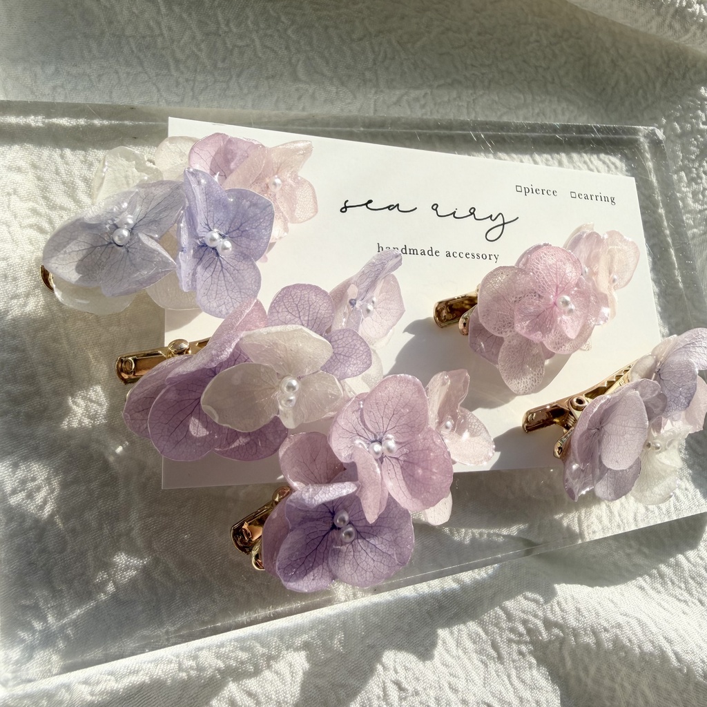 no.286 限定セット パステルライラックmixの紫陽花ミニヘアクリップ 紫陽花 ヘアクリップ ヘアアクセサリー 髪飾り
