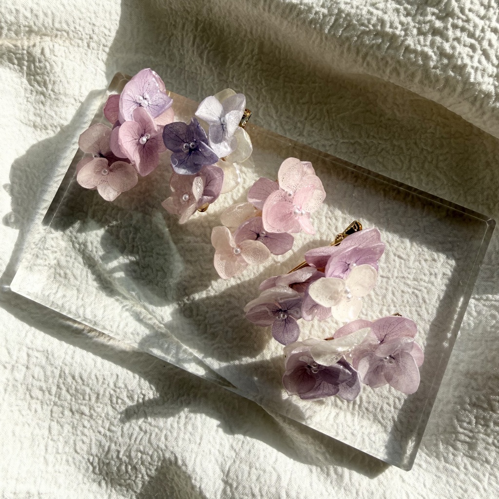 no.286 限定セット パステルライラックmixの紫陽花ミニヘアクリップ 紫陽花 ヘアクリップ ヘアアクセサリー 髪飾り