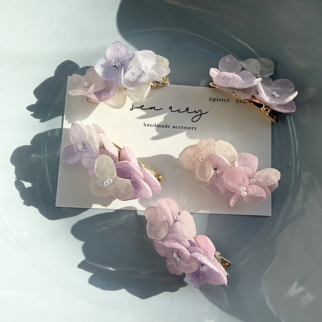no.286  限定セット　パステルライラックmixの紫陽花ミニヘアクリップ　紫陽花　ヘアクリップ　ヘアアクセサリー　髪飾り