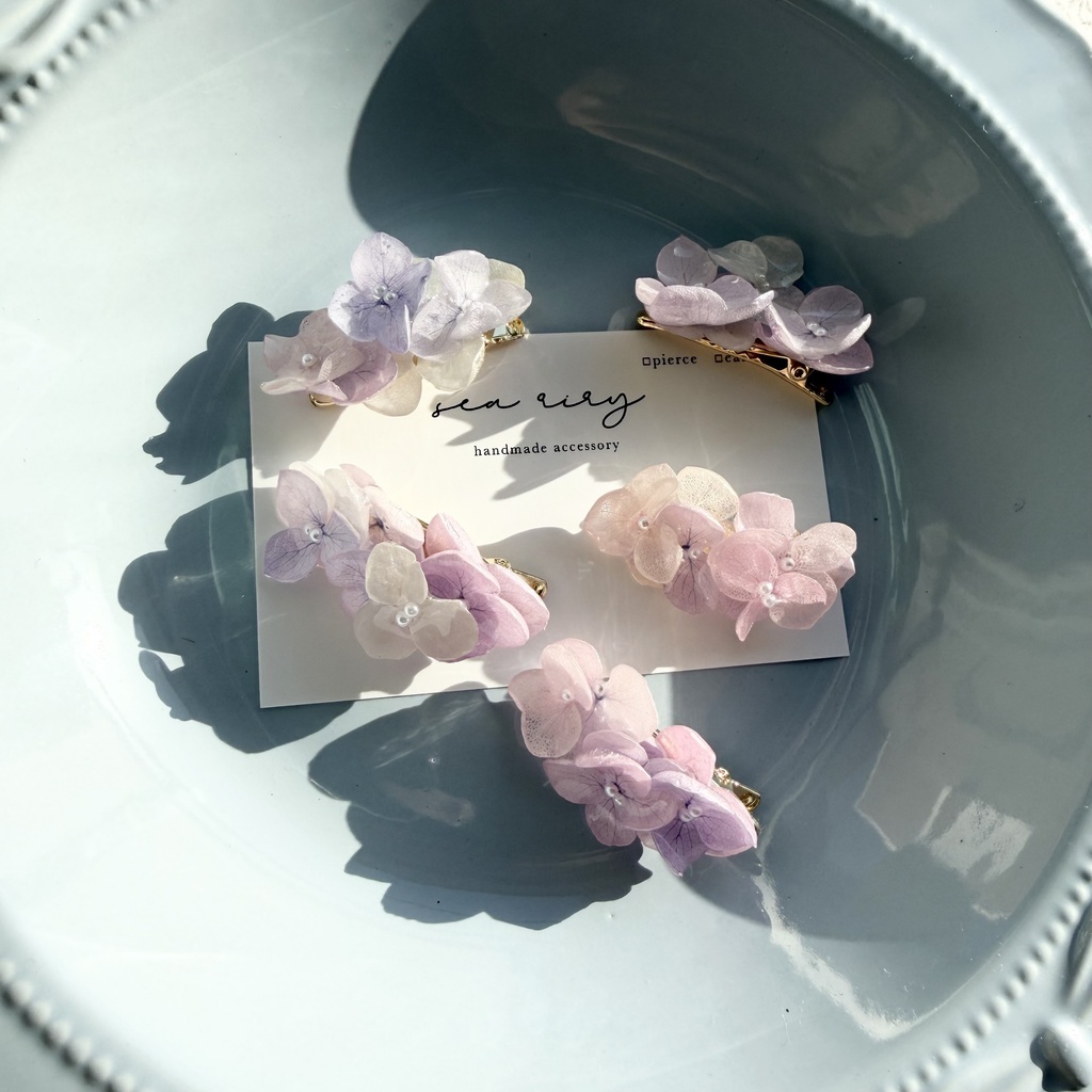 no.286 限定セット パステルライラックmixの紫陽花ミニヘアクリップ 紫陽花 ヘアクリップ ヘアアクセサリー 髪飾り