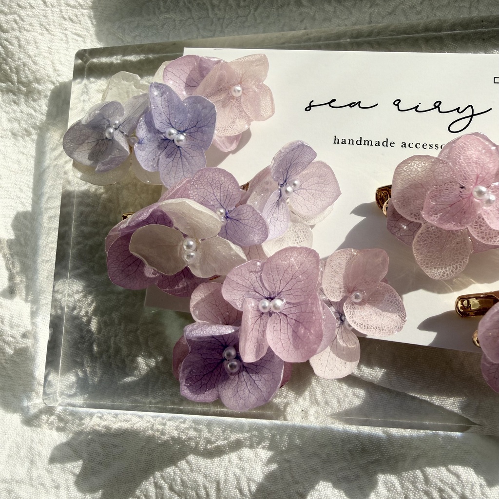 no.286 限定セット パステルライラックmixの紫陽花ミニヘアクリップ 紫陽花 ヘアクリップ ヘアアクセサリー 髪飾り