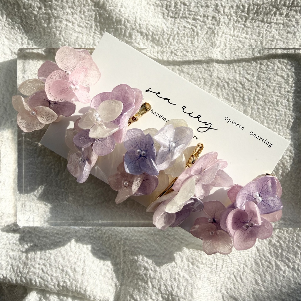 no.286 限定セット パステルライラックmixの紫陽花ミニヘアクリップ 紫陽花 ヘアクリップ ヘアアクセサリー 髪飾り