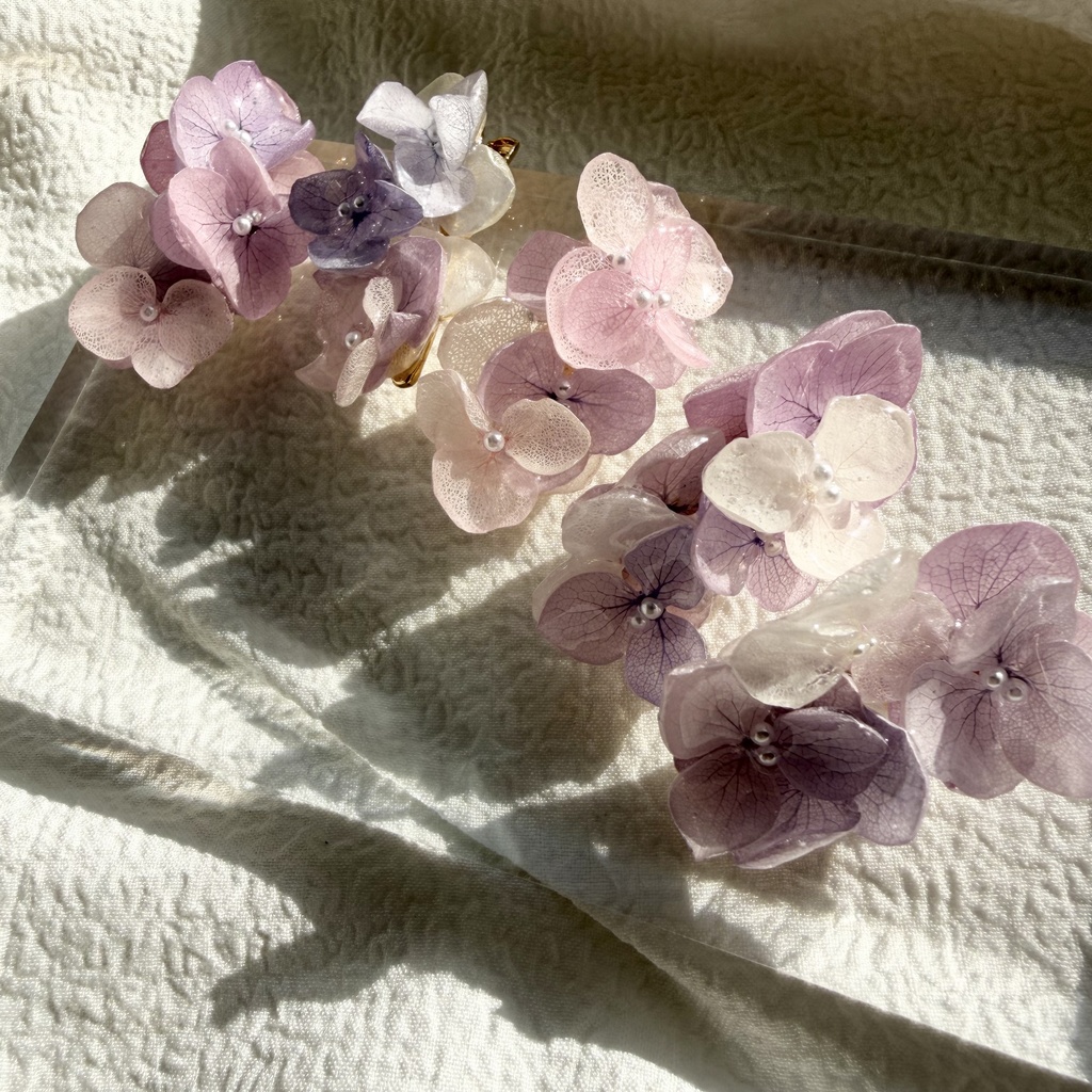 no.286 限定セット パステルライラックmixの紫陽花ミニヘアクリップ 紫陽花 ヘアクリップ ヘアアクセサリー 髪飾り