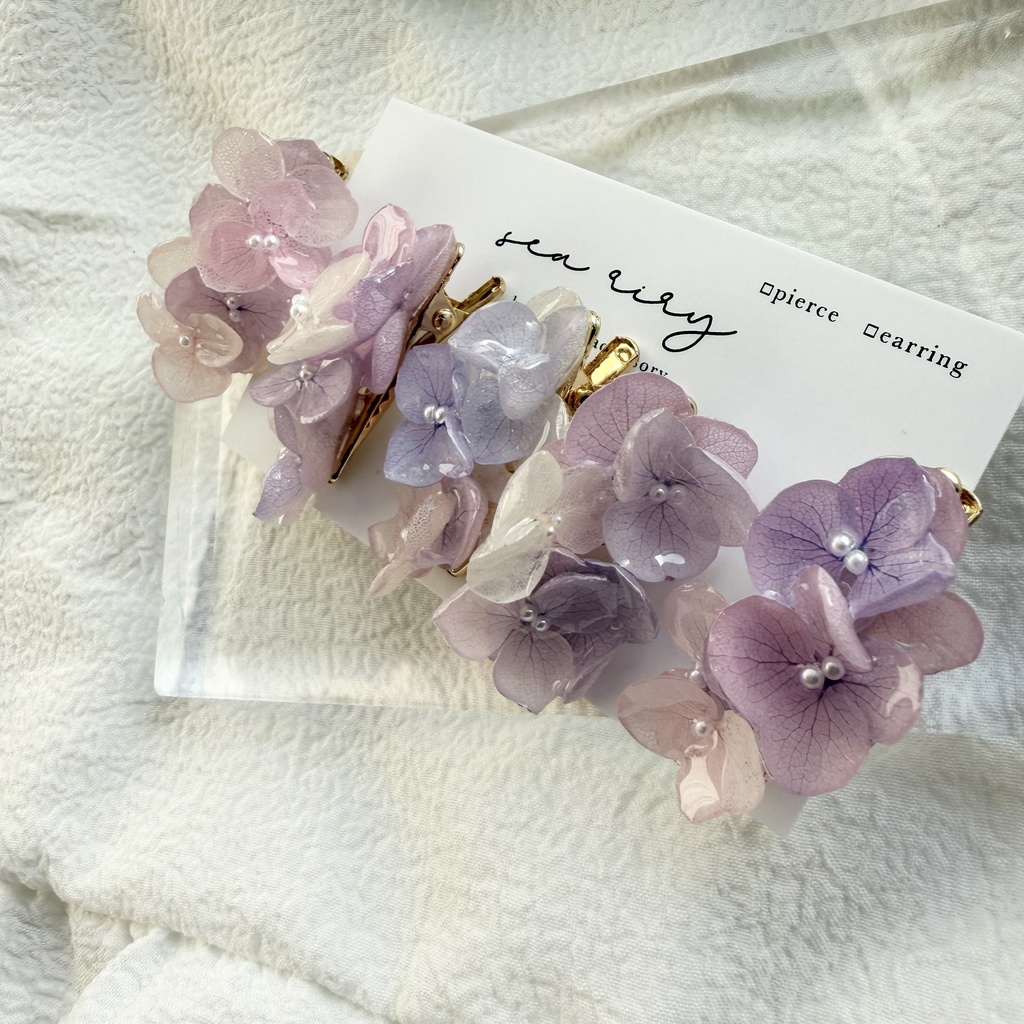 no.286 限定セット パステルライラックmixの紫陽花ミニヘアクリップ 紫陽花 ヘアクリップ ヘアアクセサリー 髪飾り