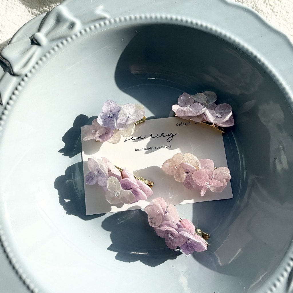 no.286 限定セット パステルライラックmixの紫陽花ミニヘアクリップ 紫陽花 ヘアクリップ ヘアアクセサリー 髪飾り