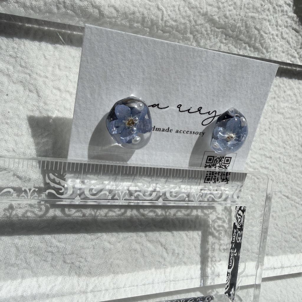 no.291 勿忘草の1粒ピアス 忘れな草 ブルー パール サージカルステンレス ピアス ハンドメイドピアス