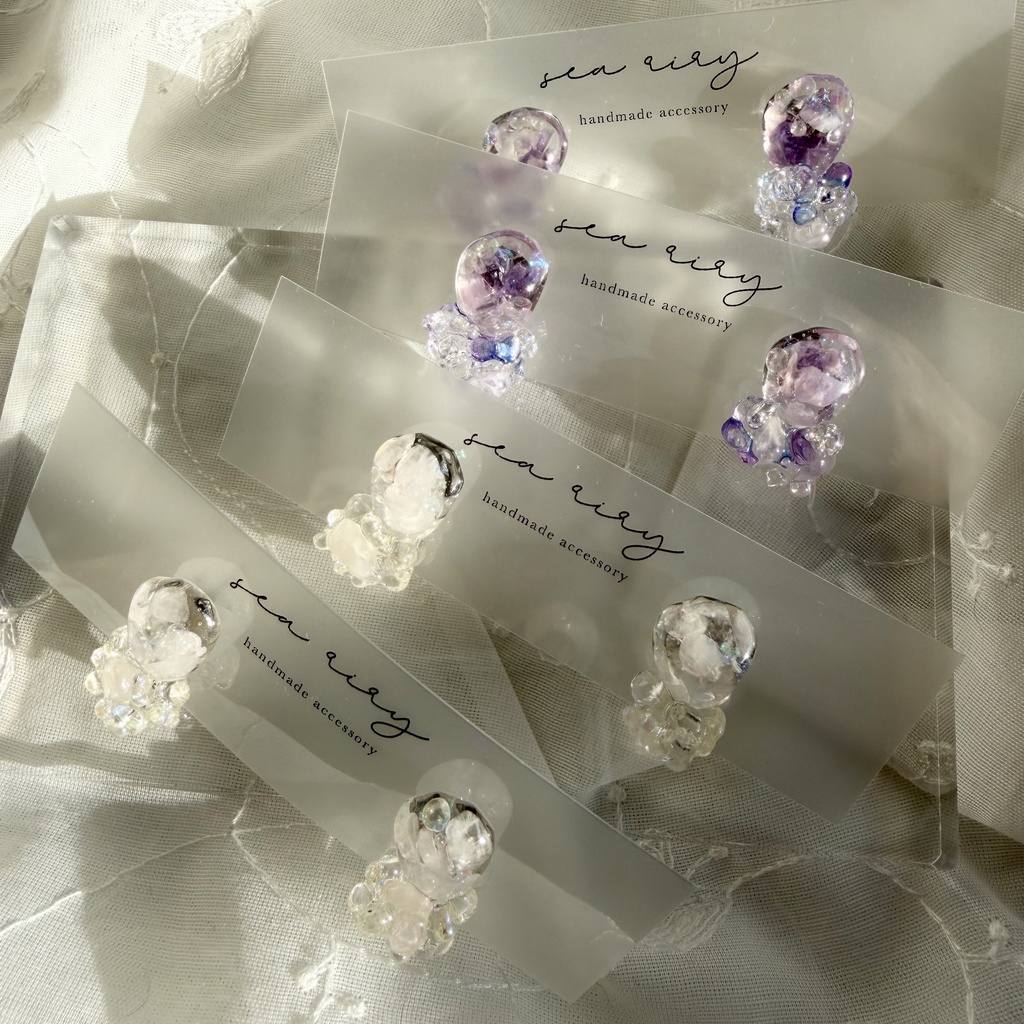 no.294 ローズクォーツの鉱石ピアス 天然石 クリア ピンク チェコビーズ サージカルステンレス ピアス