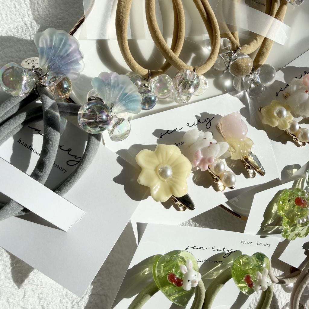 限定セット ヘアゴム ヘアクリップ セット ハンドメイド ねこ うさぎ ハート クリームソーダ キッズ