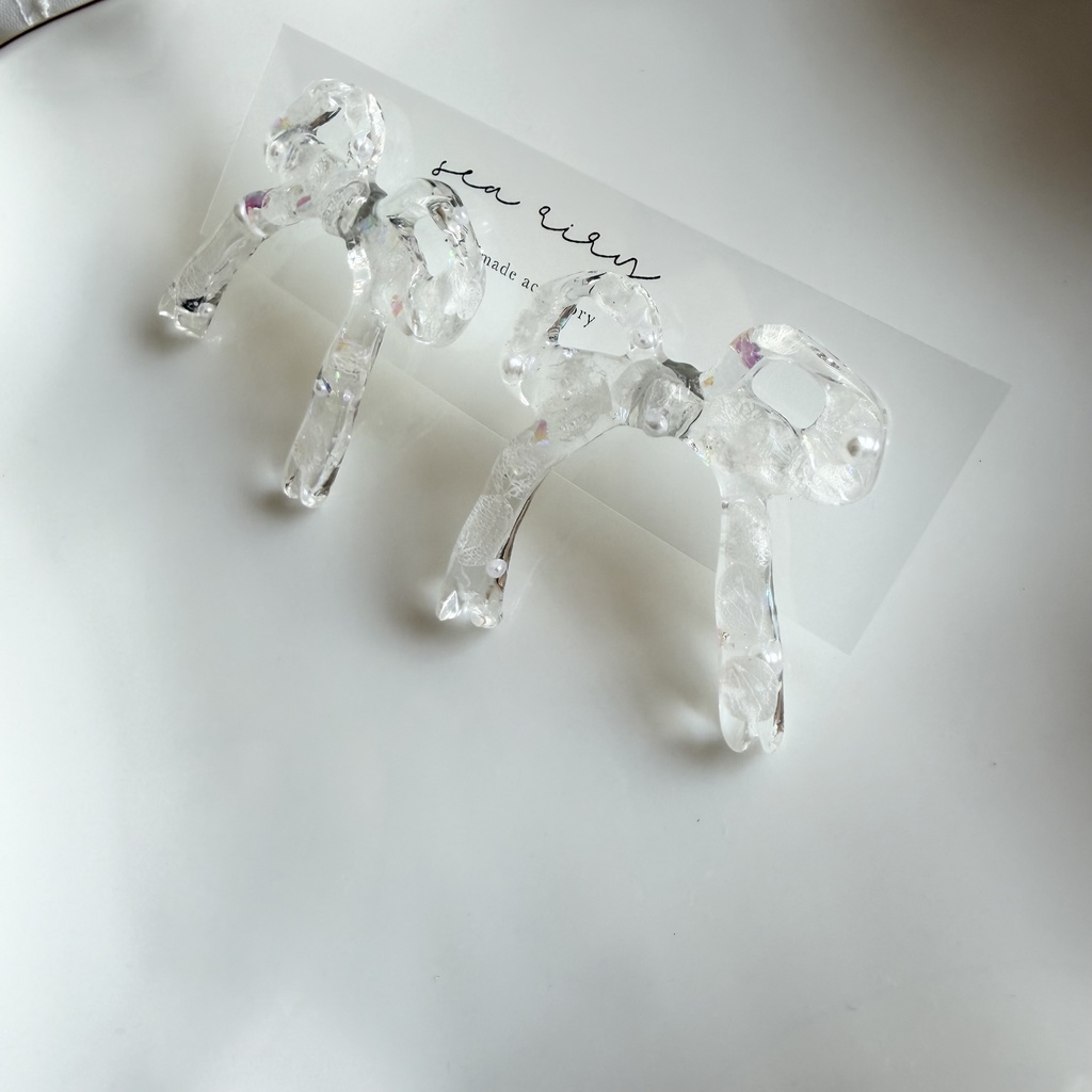 no.301 再販 紫陽花とパールのリボンピアス ribbon アジサイ パール リボン サージカルステンレス ピアス