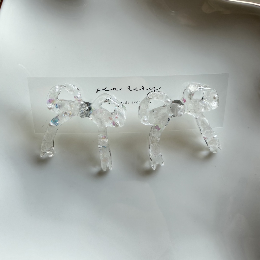 no.301 再販 紫陽花とパールのリボンピアス ribbon アジサイ パール リボン サージカルステンレス ピアス