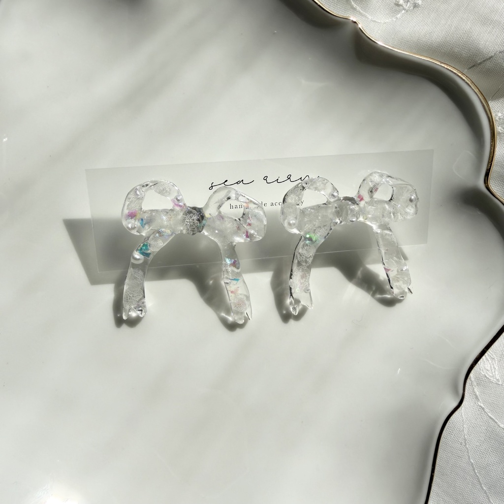 no.301 再販 紫陽花とパールのリボンピアス ribbon アジサイ パール リボン サージカルステンレス ピアス