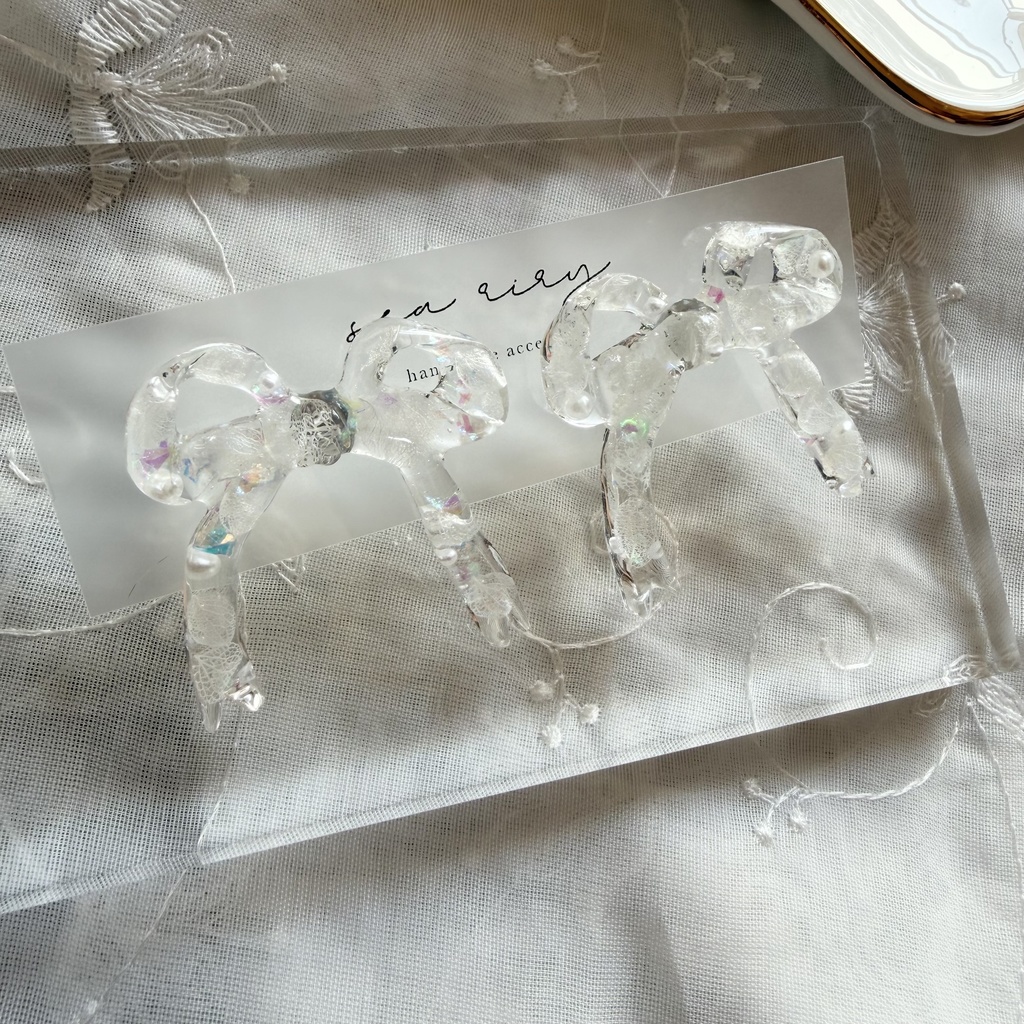 no.301 再販 紫陽花とパールのリボンピアス ribbon アジサイ パール リボン サージカルステンレス ピアス