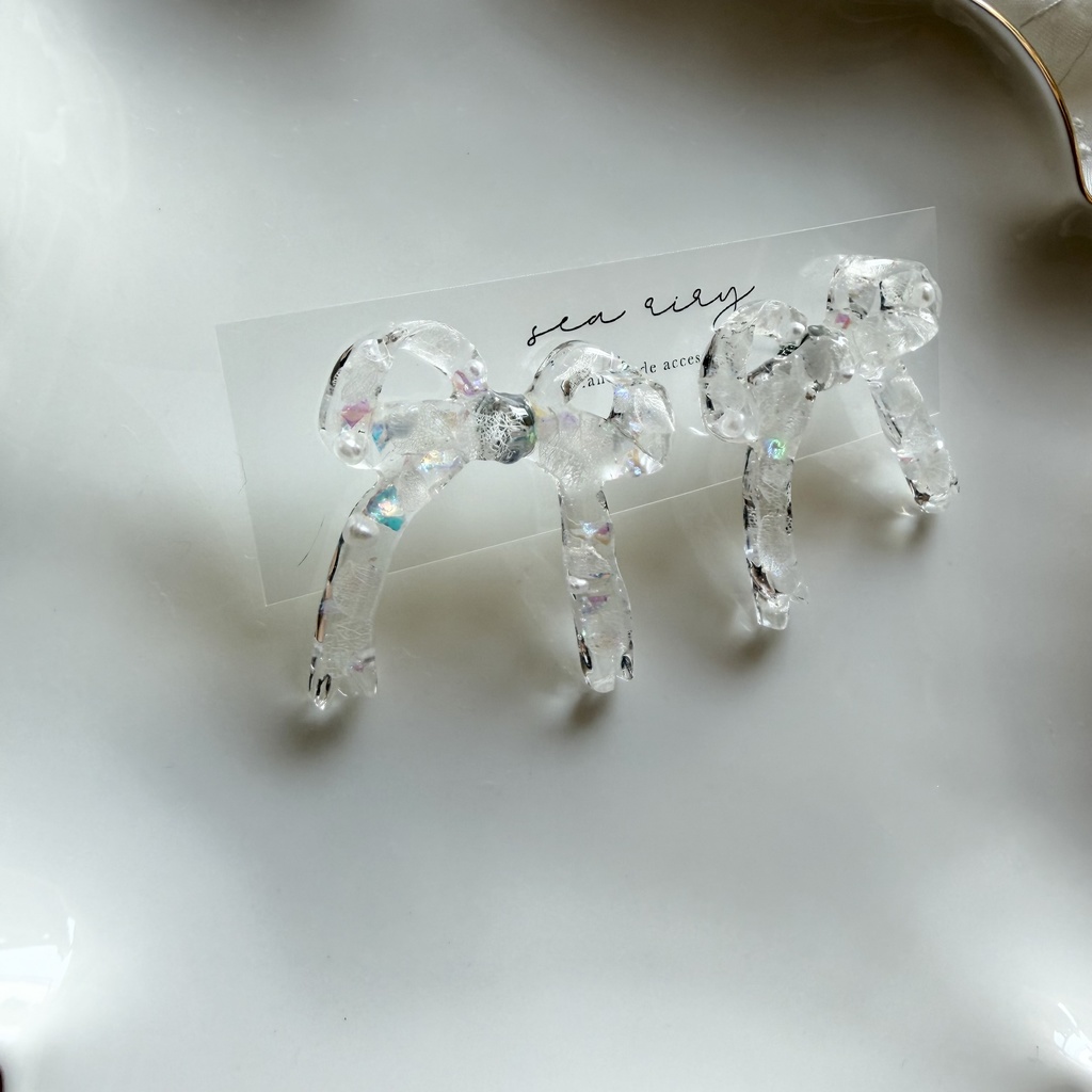 no.301 再販 紫陽花とパールのリボンピアス ribbon アジサイ パール リボン サージカルステンレス ピアス