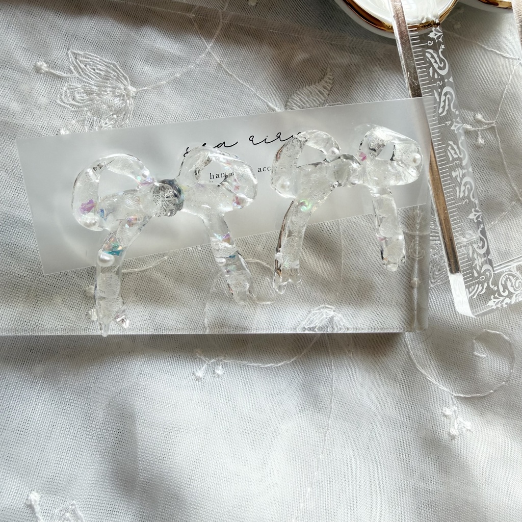 no.301 再販 紫陽花とパールのリボンピアス ribbon アジサイ パール リボン サージカルステンレス ピアス