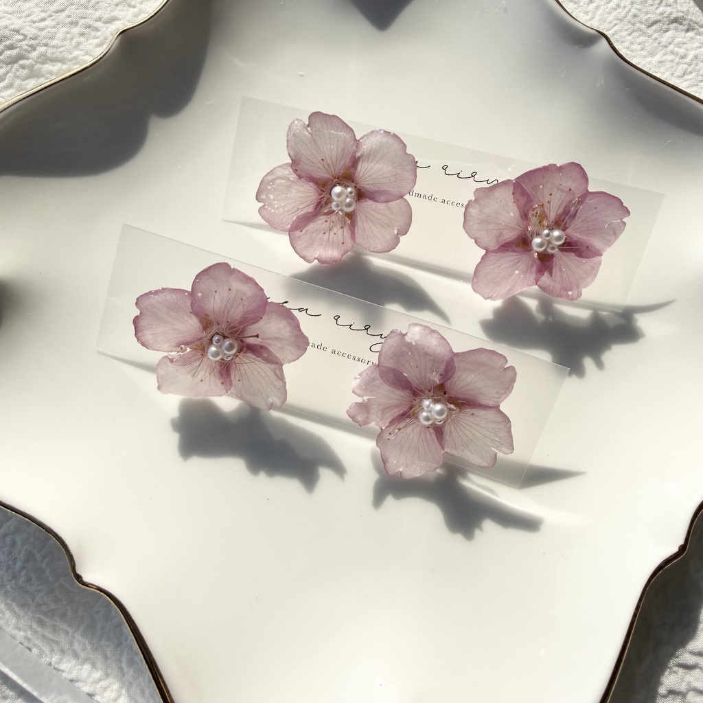 no.303 河津桜のピアス さくら さくらのピアス 桜 ピンク パール サージカルステンレスピアス 耳飾り