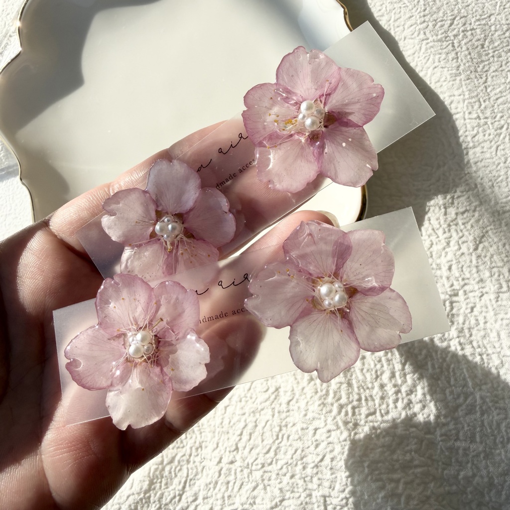 no.303 河津桜のピアス さくら さくらのピアス 桜 ピンク パール サージカルステンレスピアス 耳飾り