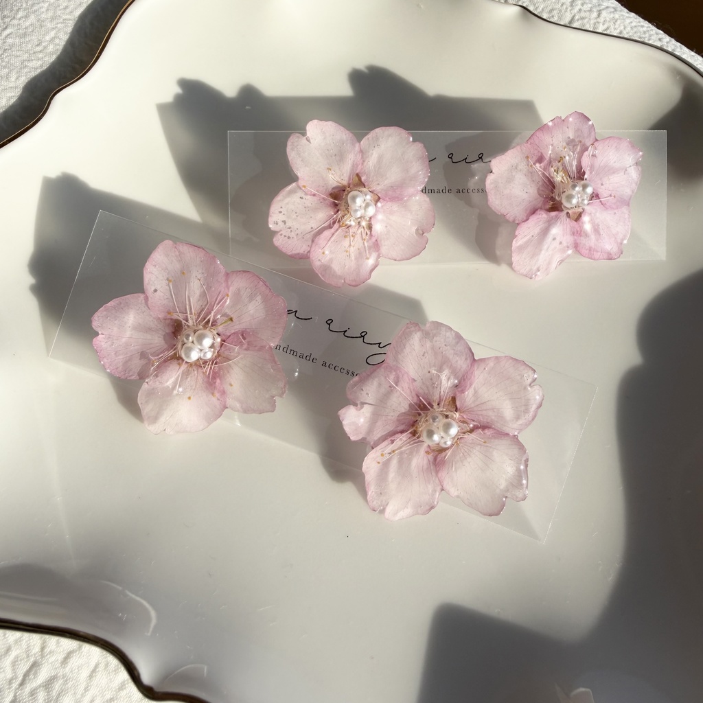 no.303 河津桜のピアス さくら さくらのピアス 桜 ピンク パール サージカルステンレスピアス 耳飾り