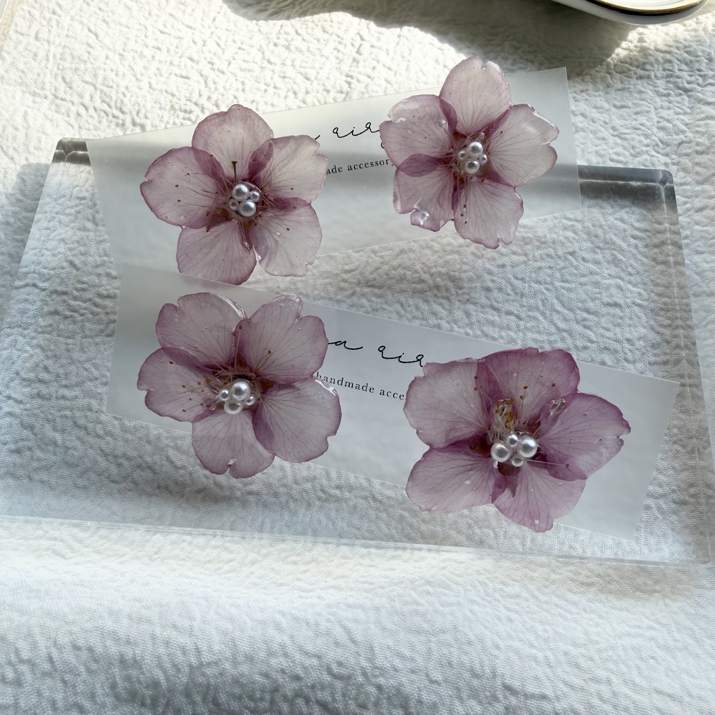 no.303 河津桜のピアス さくら さくらのピアス 桜 ピンク パール サージカルステンレスピアス 耳飾り