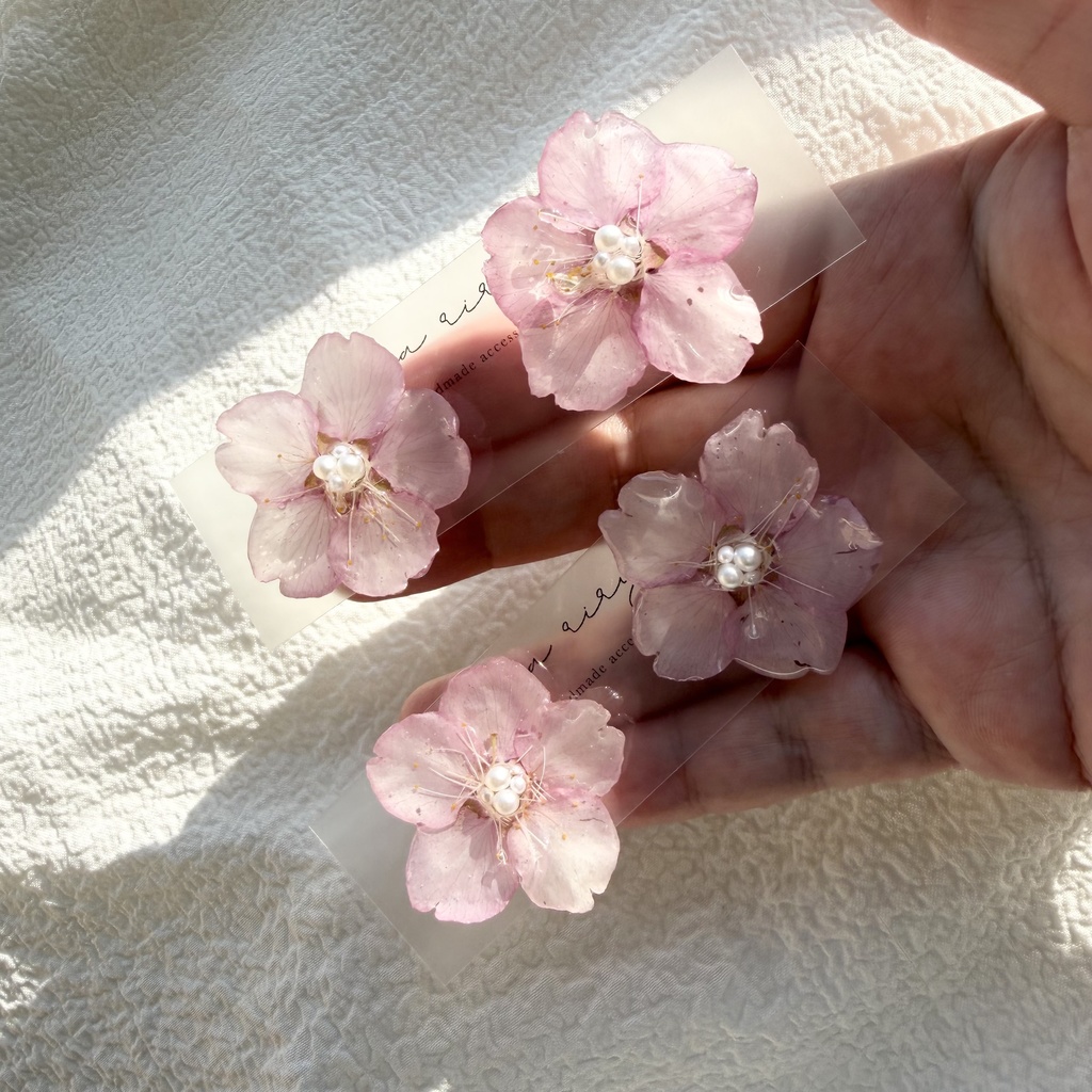 no.303 河津桜のピアス さくら さくらのピアス 桜 ピンク パール サージカルステンレスピアス 耳飾り