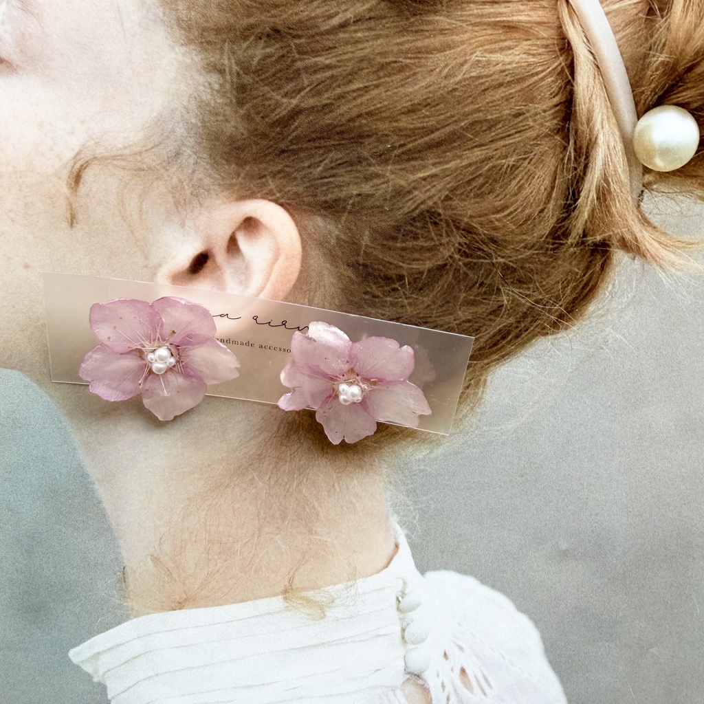 no.303 河津桜のピアス さくら さくらのピアス 桜 ピンク パール サージカルステンレスピアス 耳飾り