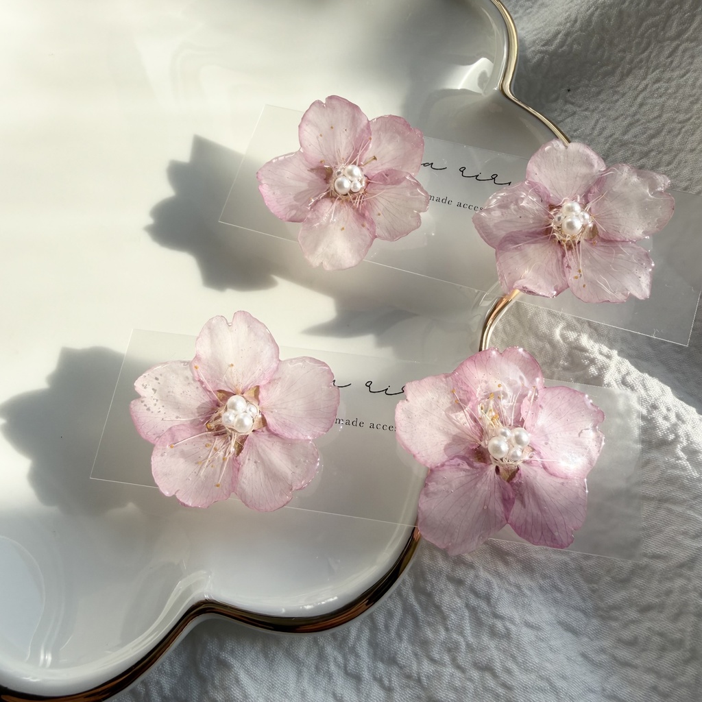 no.303 河津桜のピアス さくら さくらのピアス 桜 ピンク パール サージカルステンレスピアス 耳飾り