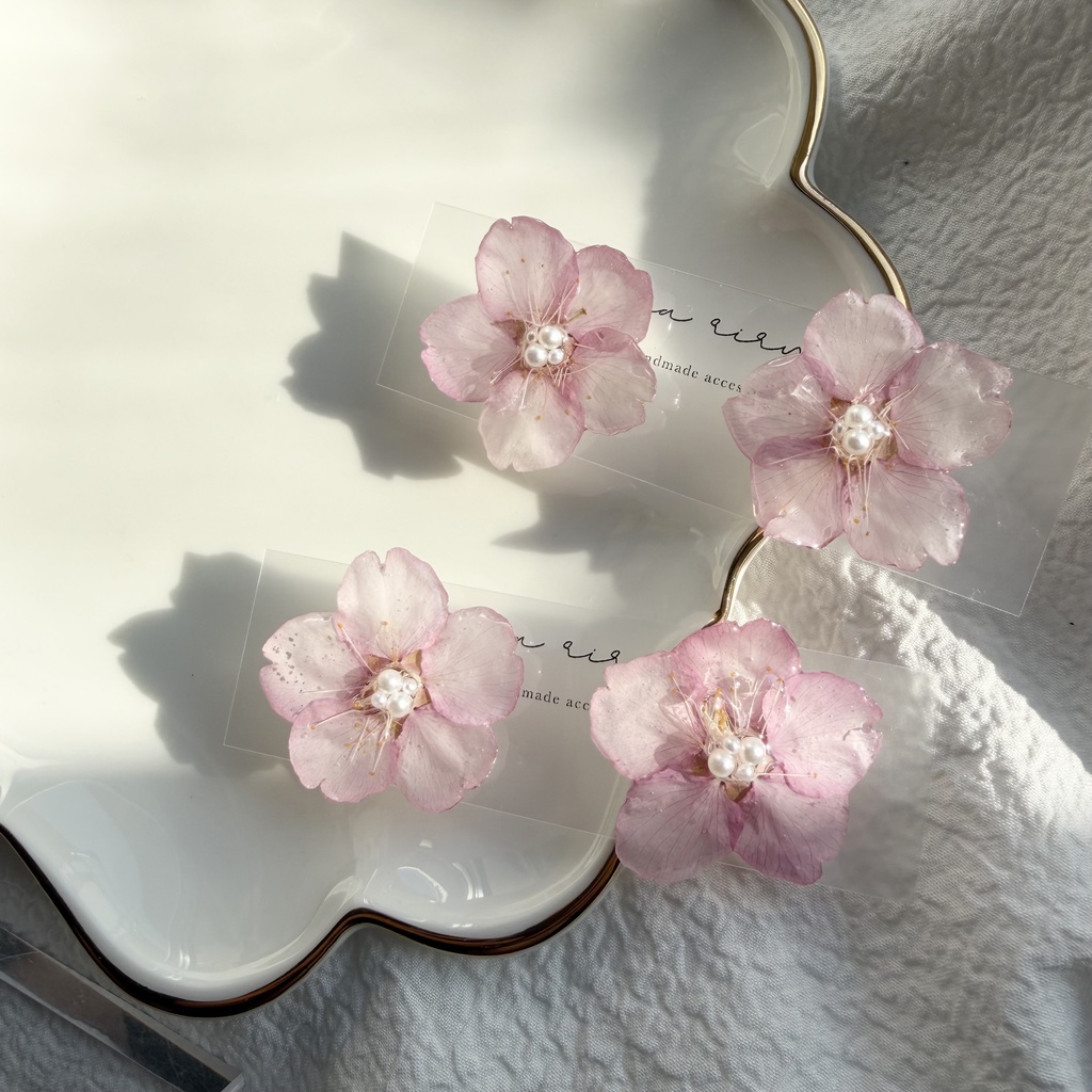no.303 河津桜のピアス さくら さくらのピアス 桜 ピンク パール サージカルステンレスピアス 耳飾り