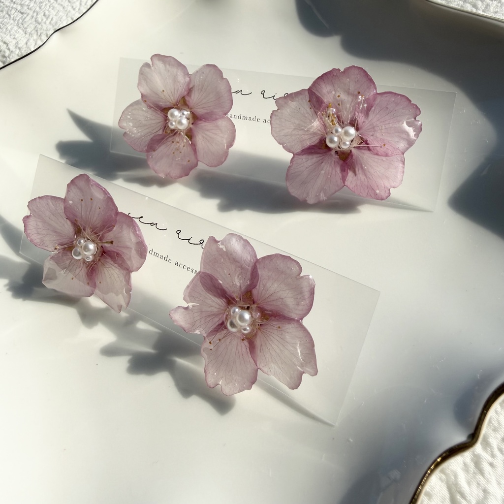 no.303 河津桜のピアス さくら さくらのピアス 桜 ピンク パール サージカルステンレスピアス 耳飾り