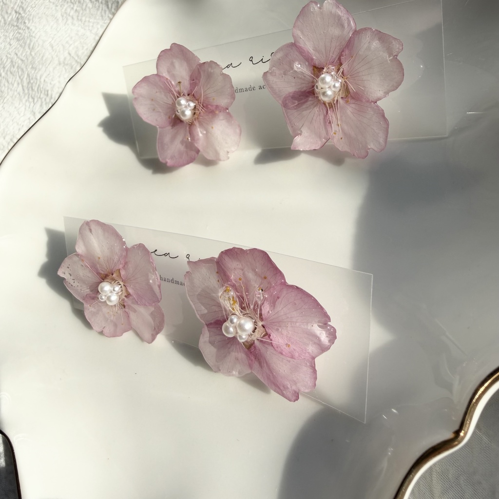 no.303 河津桜のピアス さくら さくらのピアス 桜 ピンク パール サージカルステンレスピアス 耳飾り