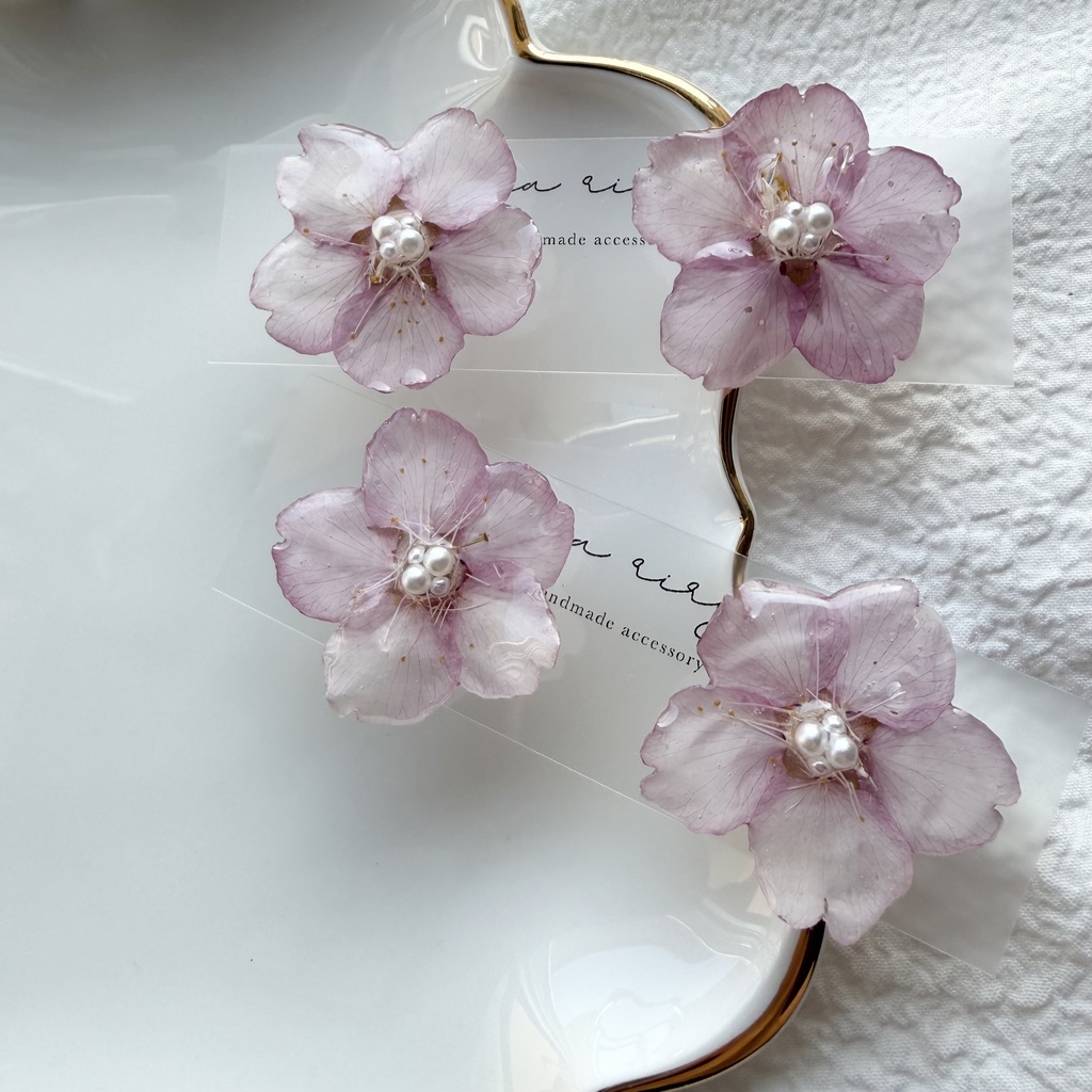 no.303 河津桜のピアス さくら さくらのピアス 桜 ピンク パール サージカルステンレスピアス 耳飾り