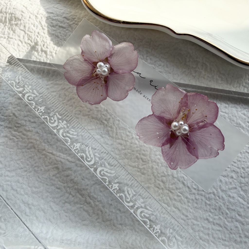 no.303 河津桜のピアス さくら さくらのピアス 桜 ピンク パール サージカルステンレスピアス 耳飾り