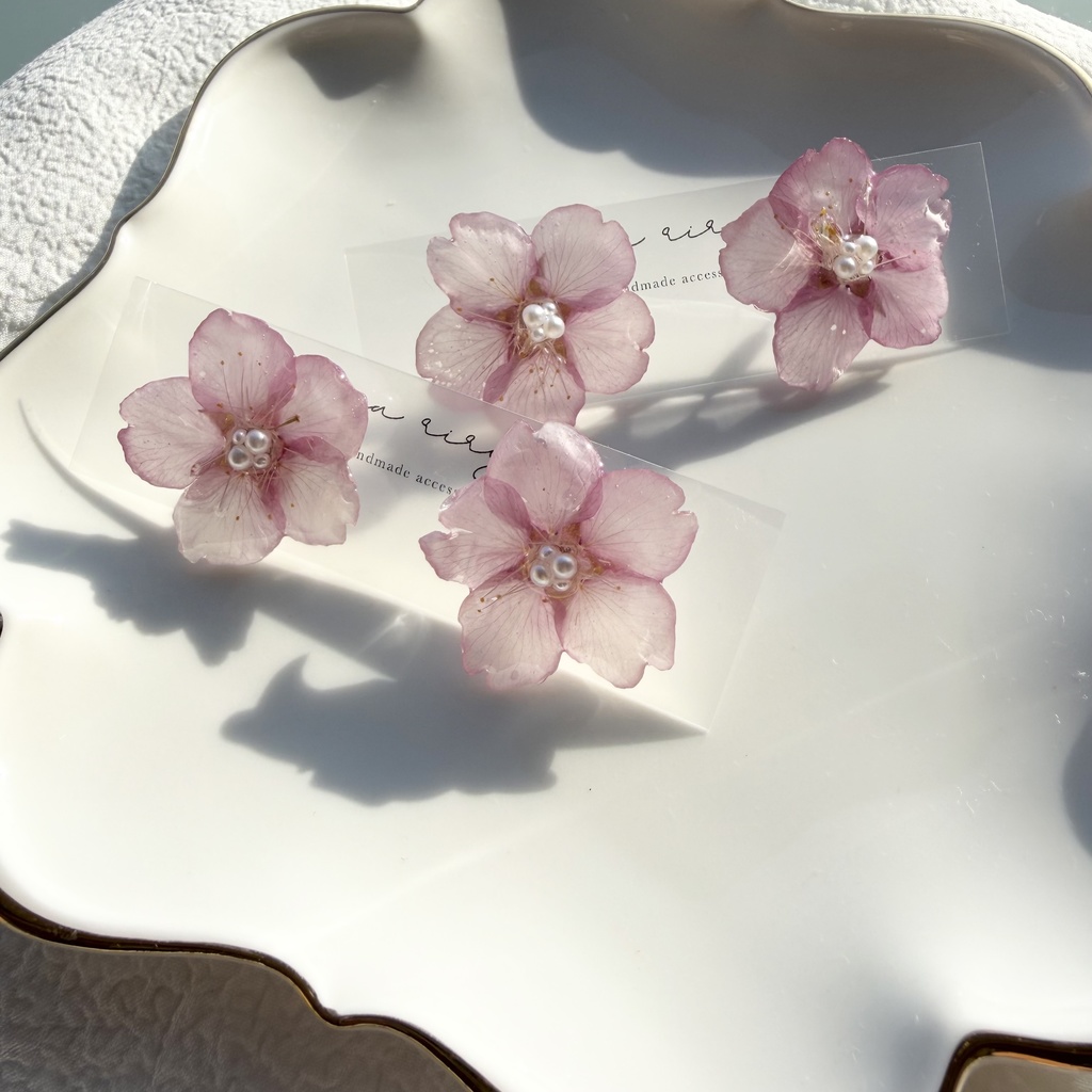 no.303 河津桜のピアス さくら さくらのピアス 桜 ピンク パール サージカルステンレスピアス 耳飾り