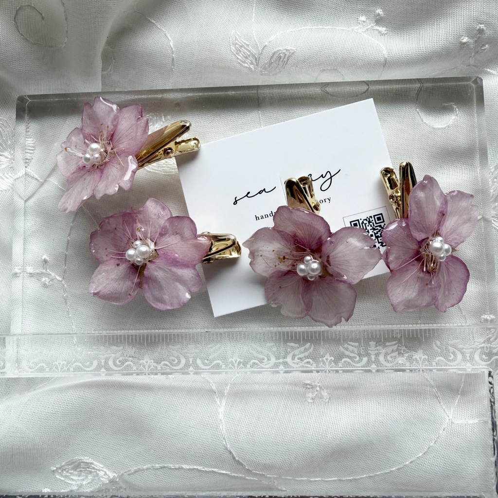 no.306 限定セット 河津桜のヘアクリップ セット 桜 さくら ヘアアクセサリー 髪飾り 春 ピンク サクラ